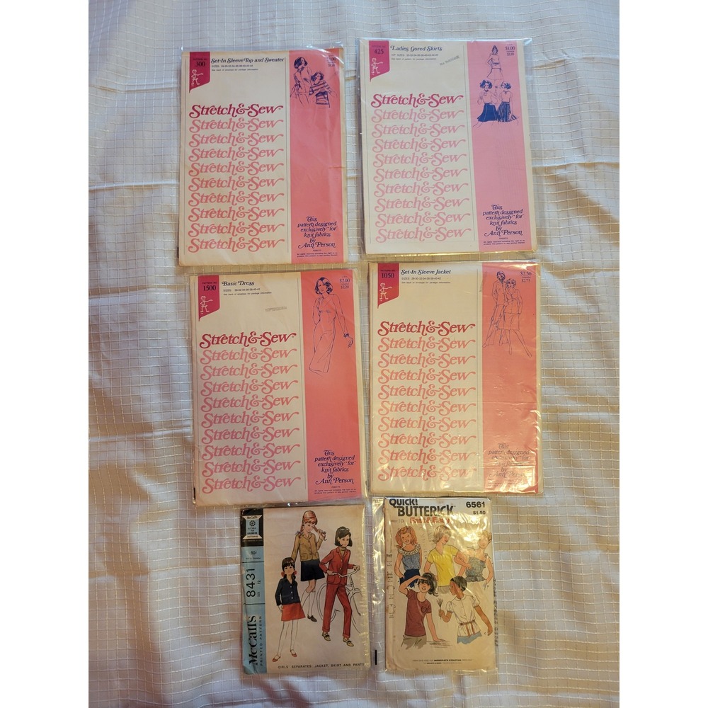 Vintage Sewing Pattern Lot 6 Stretch & Sew McCalls Butterick‎ Women Girls Retro